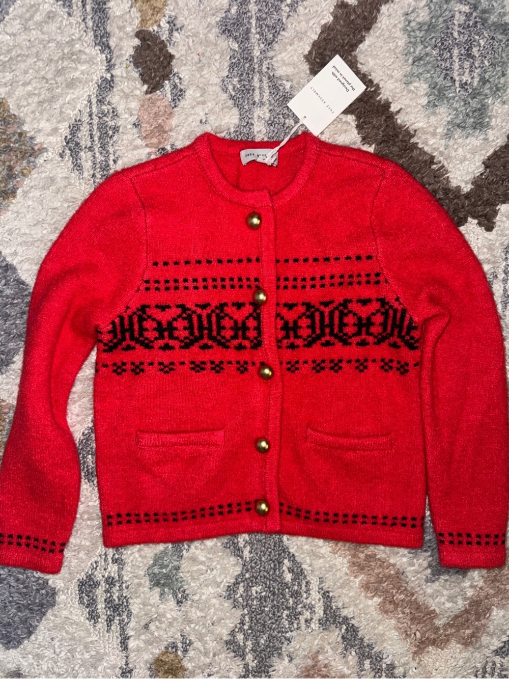 Free Assembly Patterned Knit Cardigan Sweater